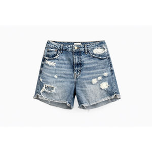 KanCan Women’s Signature High Rise Distressed Denim Shorts Size 28 Raw Hem